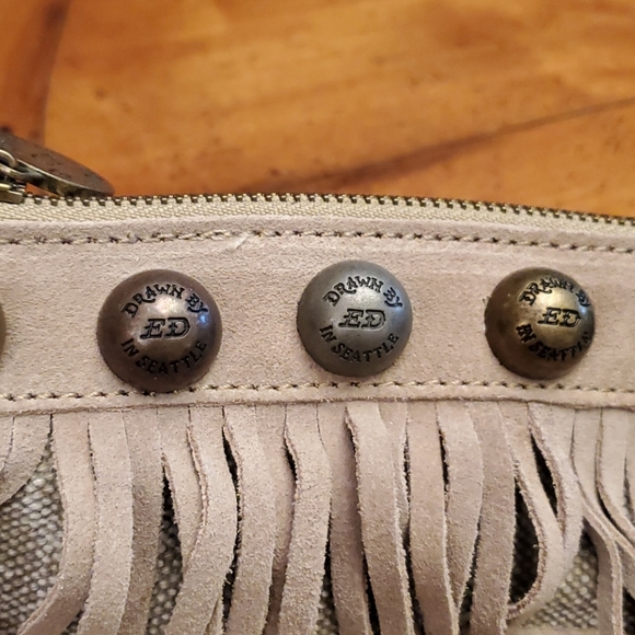 Ed Hardy Beige ferris fringe wristlet purse - Picture 3 of 5